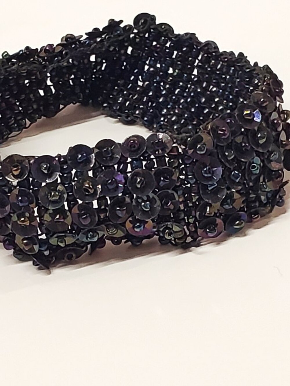 Dark Blue and Purple Sequim Wide-Cuff Stretch Bracelet
